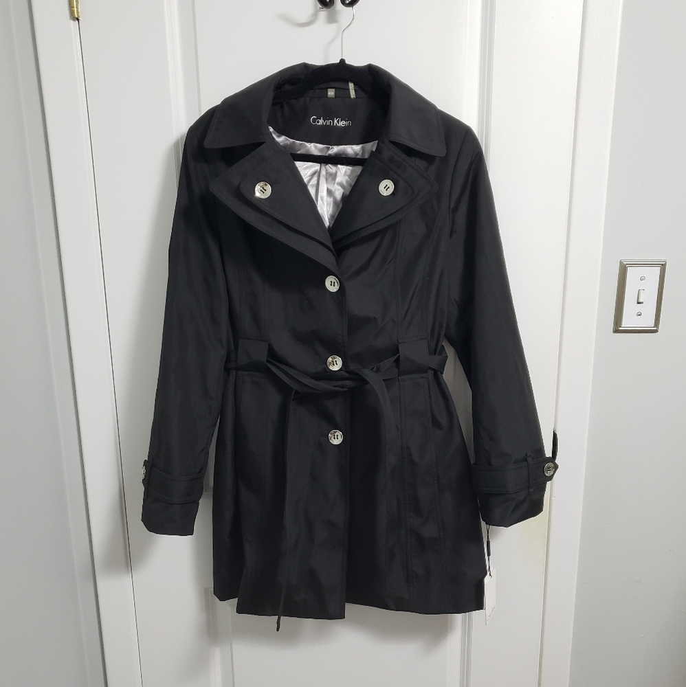 CALVIN KLEIN Black Trench Rain Coat